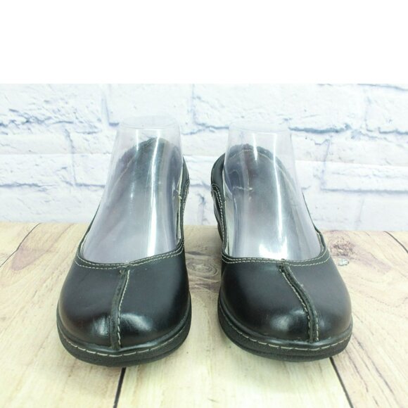 LL Bean Black Leather Slip On Split Toe Casual Wedge Loafer Shoes Size 6.5 M - Picture 4 of 9